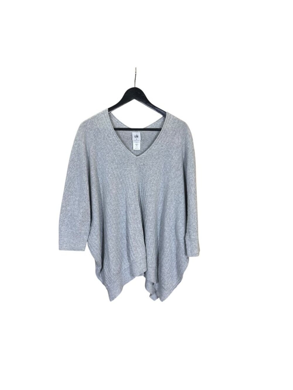 Cabi Watson Grey Dolman Knit V Neck Top Medium